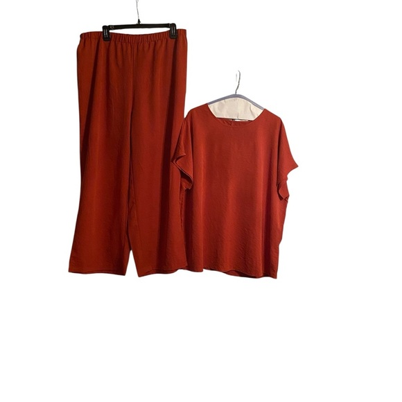 Women's Rust Wide Leg Short Sleeve Pants & Top Set Plus Size 16 - Picture 1 of 3